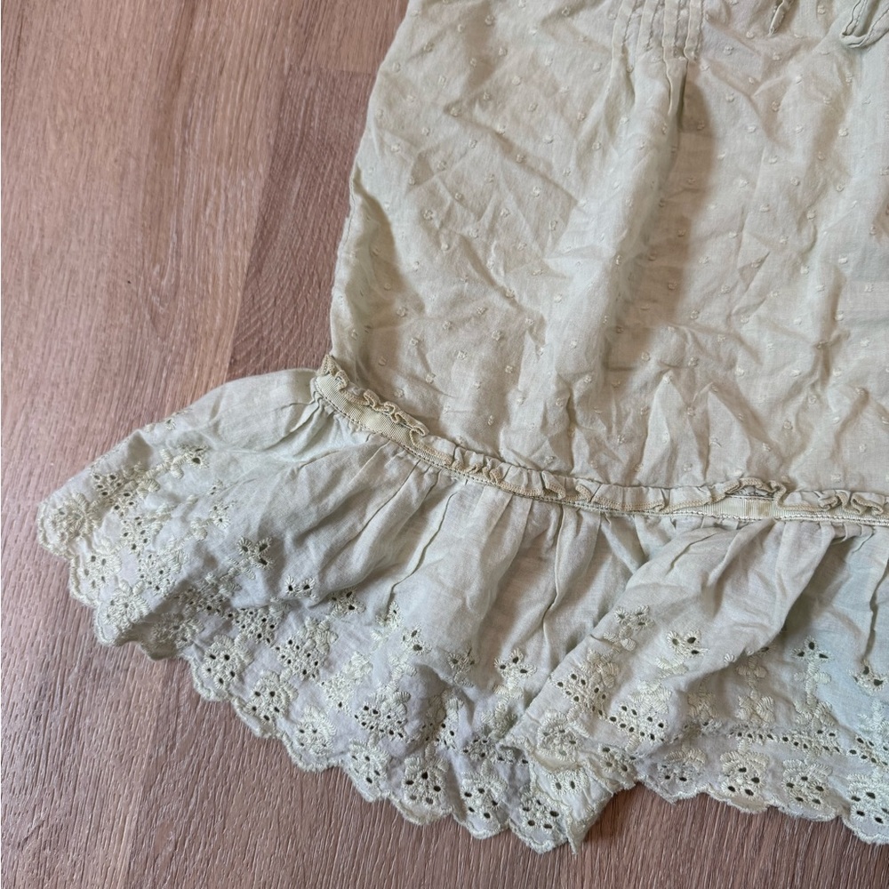 Lace Trim Eyelet Cami Top - Light Green Colour - Picture 4 of 5